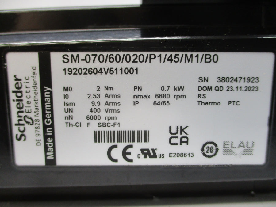 SCHNEIDER ELECTRIC SM-070/60/020/P1/45/M1/B0 19202604V511001 400V 2.53/9.9A NSNP