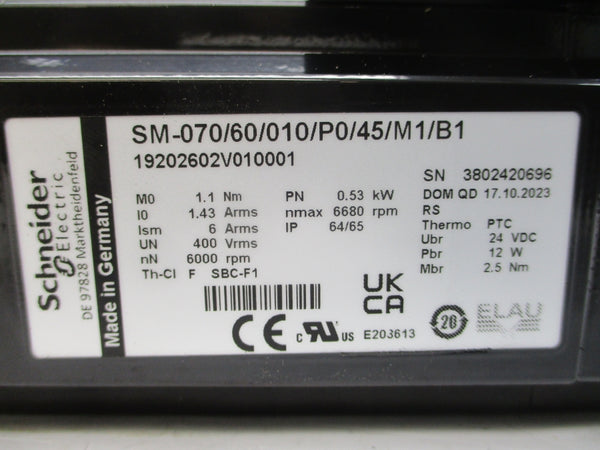 SCHNEIDER ELECTRIC SM-070/60/010/P0/45/M1/B1 19202602V010001 400VAC 6/1.43A NSMP
