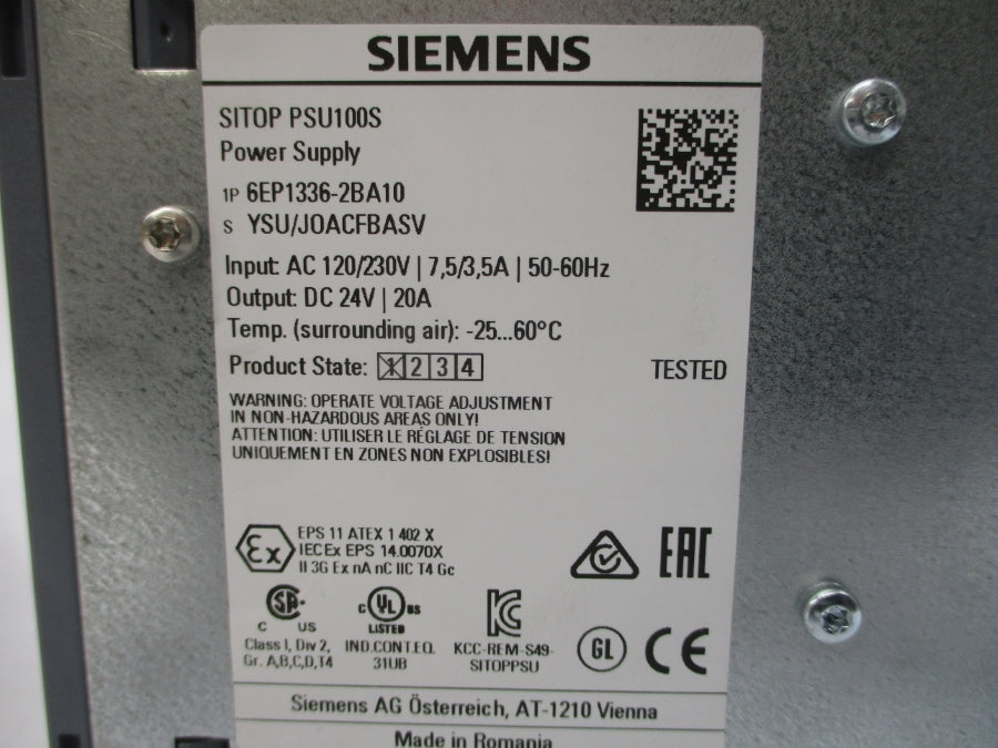 SIEMENS 6EP1336-2BA10 120/230VAC 7.5/3.5A NSMP