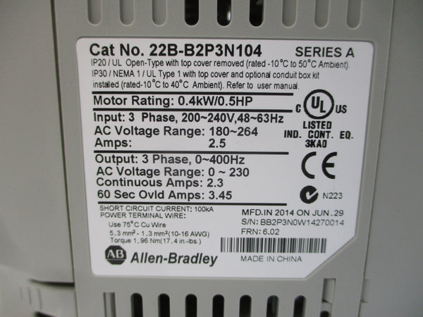 INDUSTRIAL SPARE PART 22B-B2P3N104 SER. A F/W 6.02 180-264VAC 2.3A NSMP