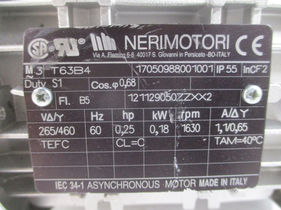 NERIMOTORI T63B4 17050988001001 265/460V 1.1/0.65A NSNP