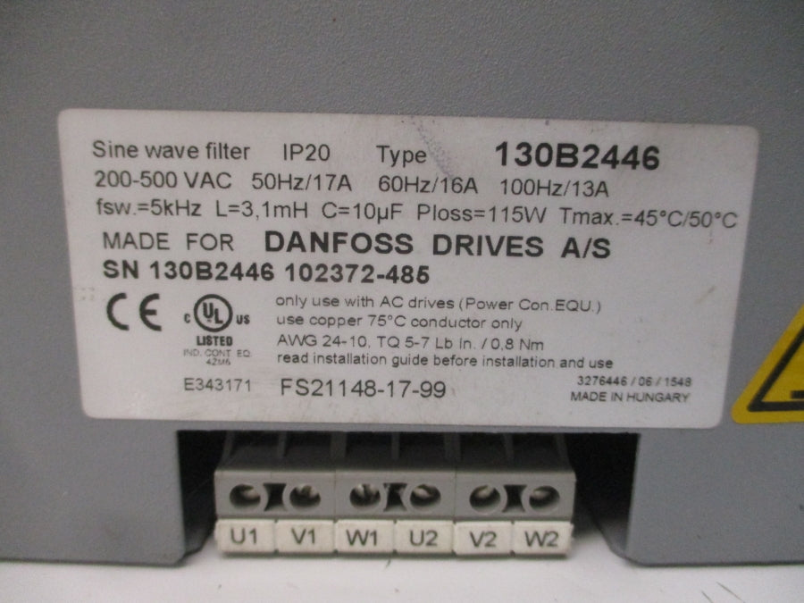 DANFOSS 130B2446 200-500VAC 17-13A UNMP