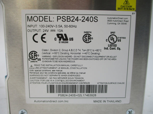 AUTOMATION DIRECT PSB24-240S 100-240V 3.5A NSMP