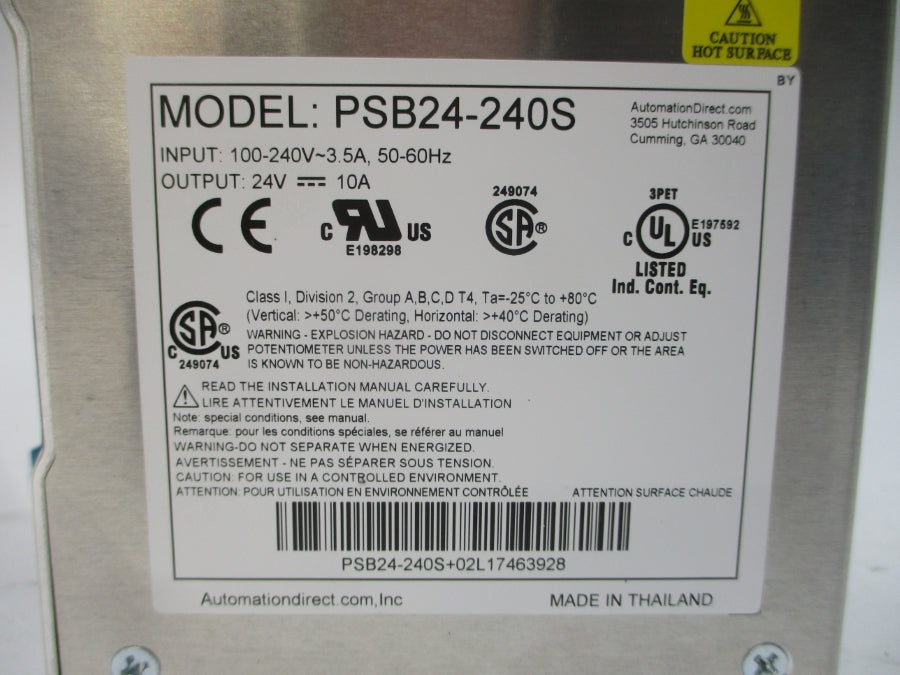 AUTOMATION DIRECT PSB24-240S 100-240V 3.5A NSMP