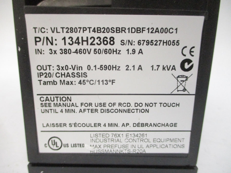 DANFOSS 134H2368 VLT2807PT4B20SBR1DBF12A00C1 380-460V 1.9A NSMP