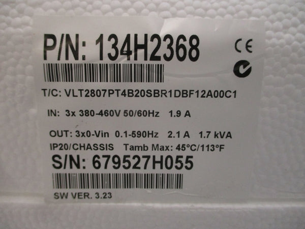 DANFOSS 134H2368 VLT2807PT4B20SBR1DBF12A00C1 380-460V 1.9A NSMP