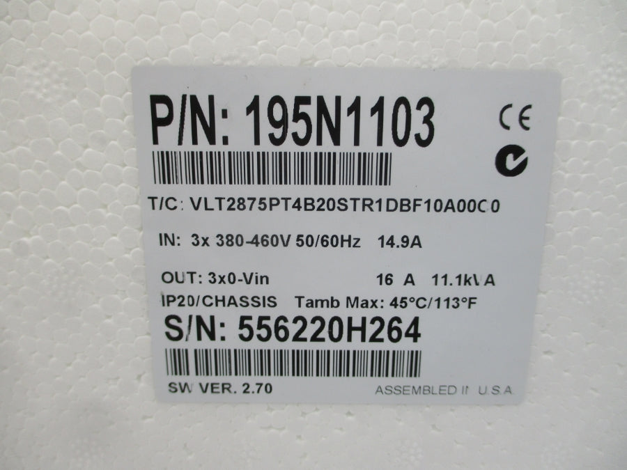 DANFOSS 195N1103 VLT2875PT4B20STR1DBF10A00C0 380-460V 14.9A NSMP