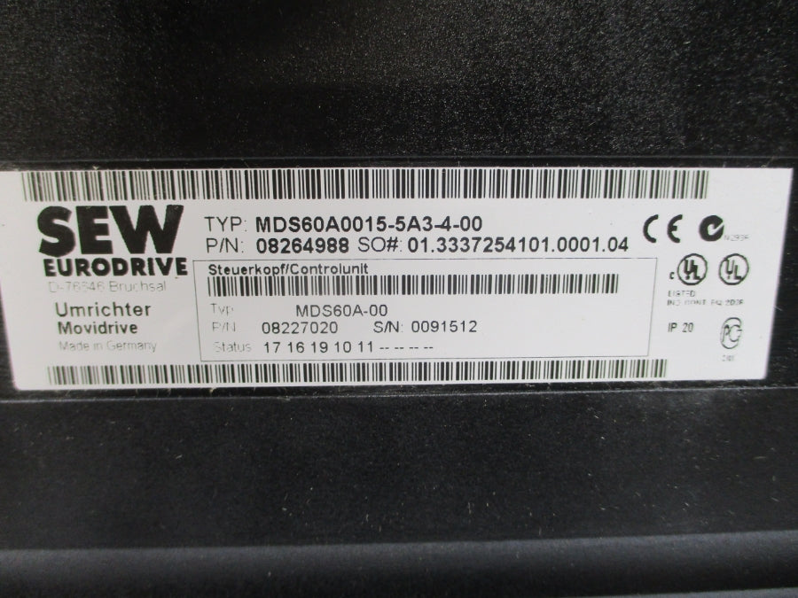 SEW-EURODRIVE MDS60A0015-5A3-4-00 08264988 NSMP