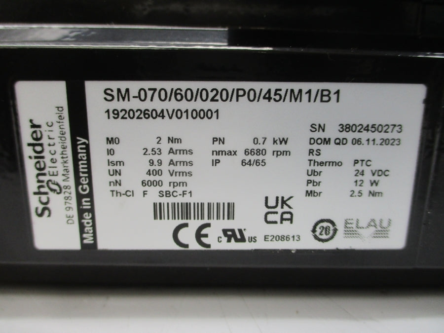 SCHNEIDER ELECTRIC SM-070/60/020/P0/45/M1/B1 19202604V010001 400V 9.9/2.53A NSNP
