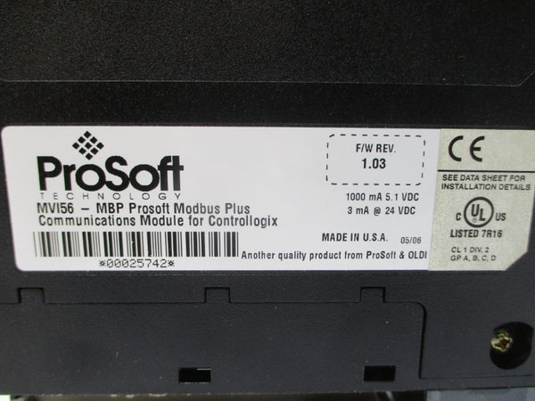 PROSOFT MVI56-MBP F/W 1.03 24VDC REV. A01 NSMP
