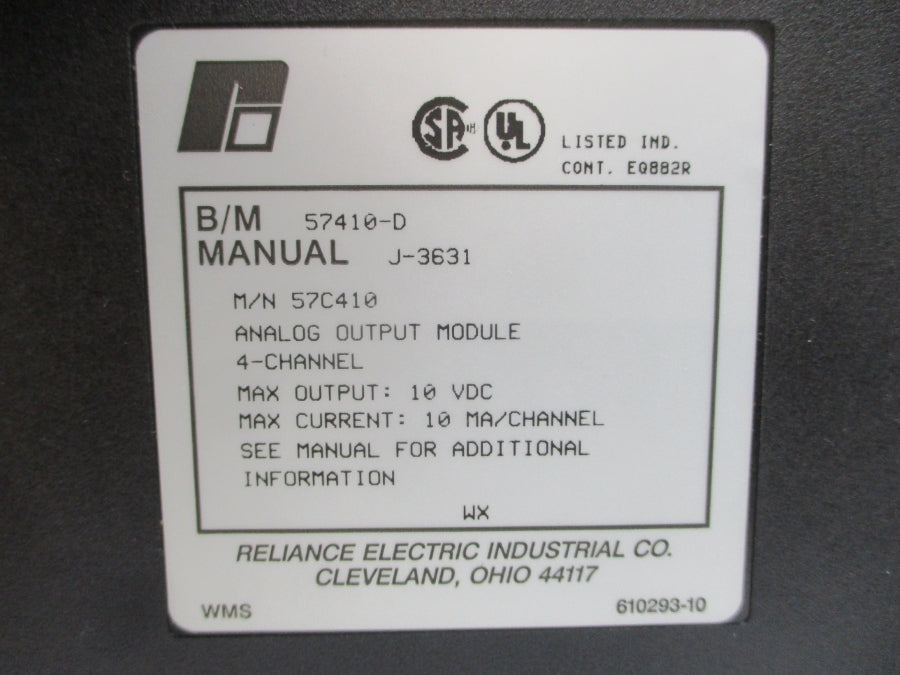 RELIANCE ELECTRIC 57C410 10VDC NSMP