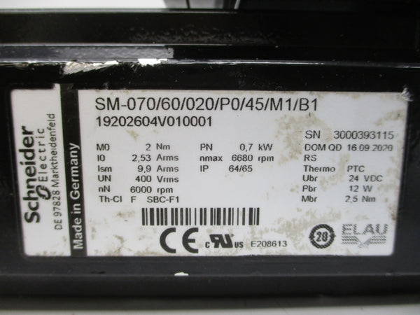 SCHNEIDER ELECTRIC SM-070/60/020/P0/45/M1/B1 19202604V010001 400V 9.9/2.53A (AS PICTURED) NSNP