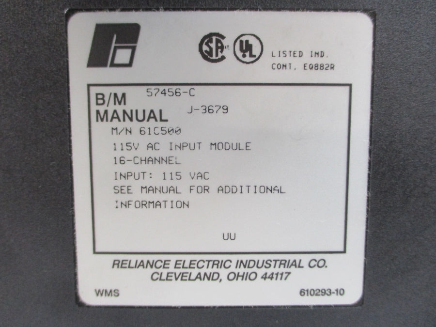RELIANCE ELECTRIC 61C500 57456-C 115VAC UNMP