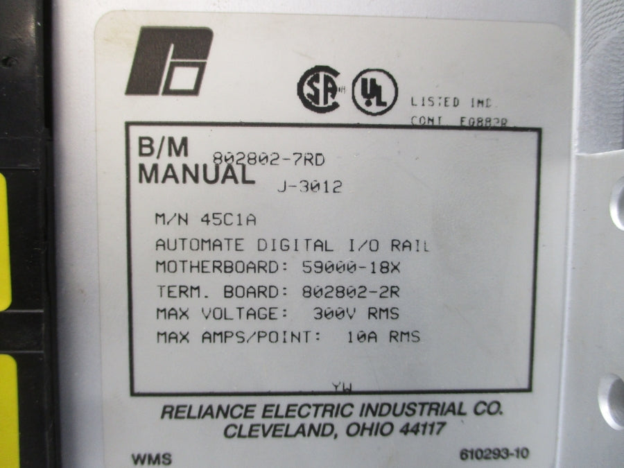 RELIANCE ELECTRIC 45C1A 802802-7RD 300V 10A UNMP