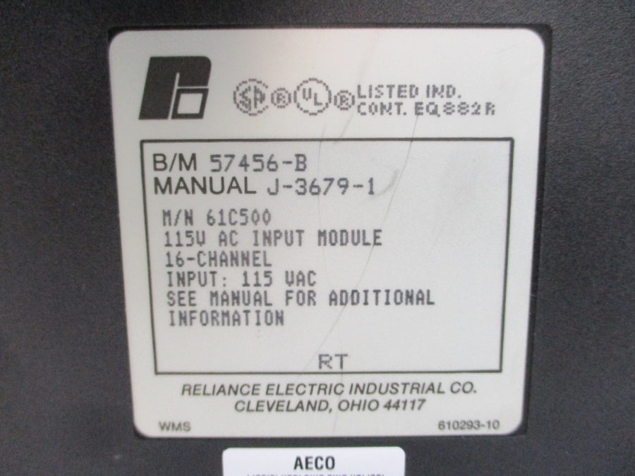 RELIANCE ELECTRIC 61C500 57456-B 115VAC UNMP