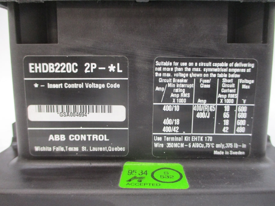 ABB EHDB220 110/120V 220A NSNP