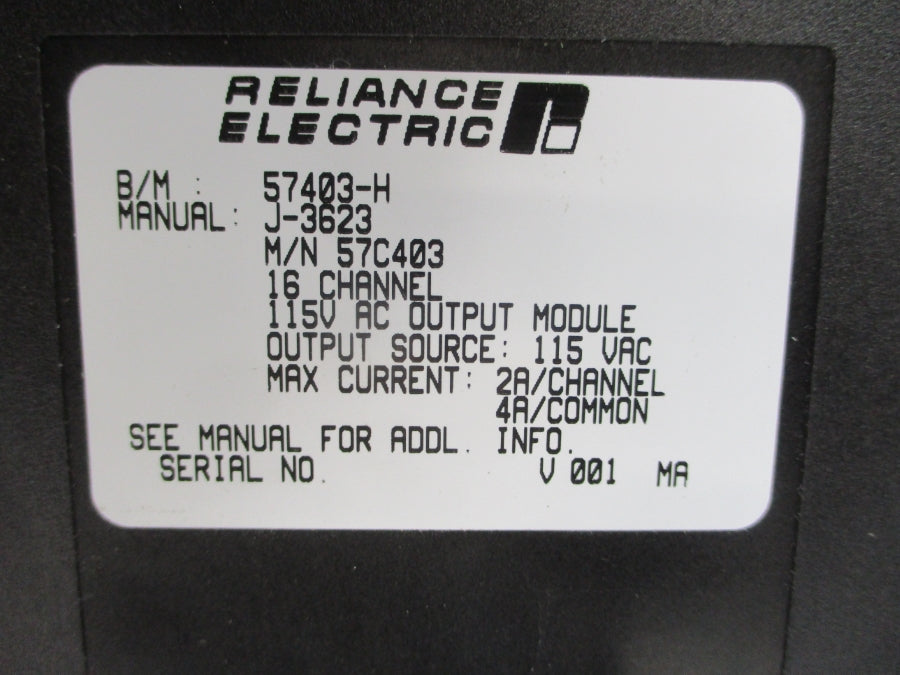 RELIANCE ELECTRIC 57C403 57403-H 115VAC 2/4A UNMP