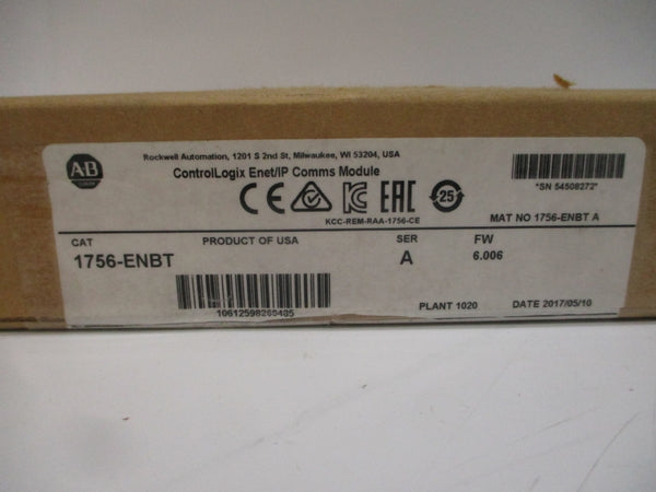 ALLEN BRADLEY 1756-ENBT SER. A F/W 6.006 24VDC NSMP