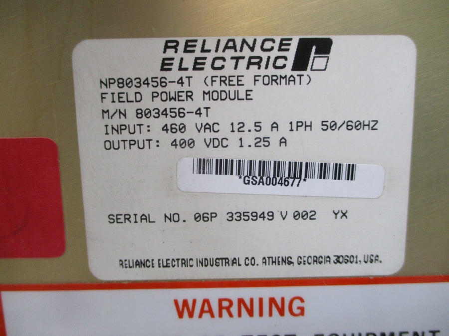 RELIANCE ELECTRIC 803456-4T NP803456-4T 460VAC 12.5A NSNP