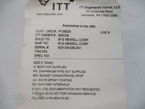 ITT 2-N-PN-903-C4-M2 929126 2" NSNP