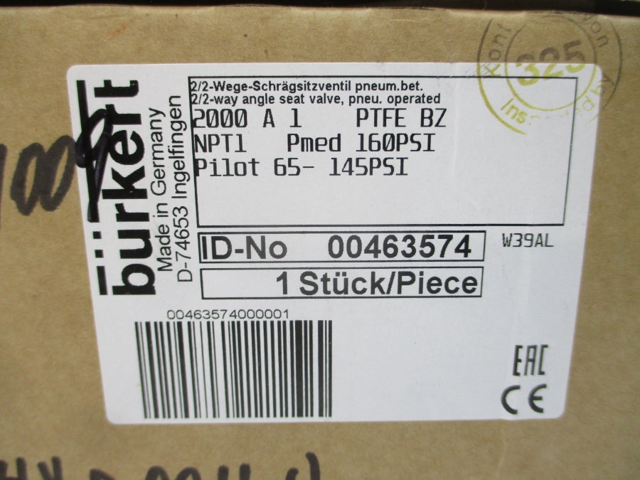 BURKERT 2000A1PTFEBZ 00463574 65-145PAI 2" NSMP
