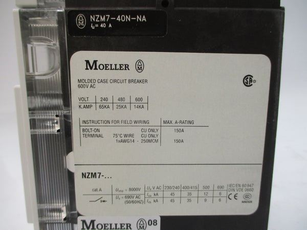 KLOCKNER MOELLER NZM7-40N-NA 600VAC 25-40A NSMP