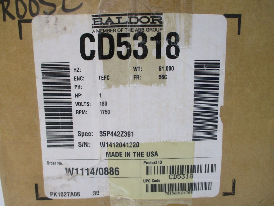 BALDOR CD5318 35P442Z391 180-200/100V 5-.3/.6A NSMP