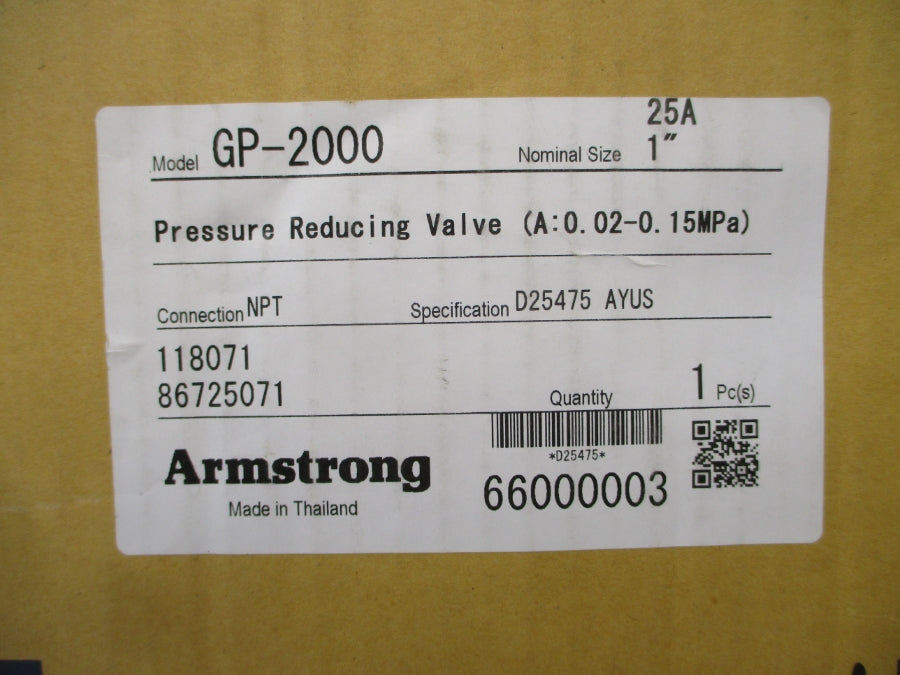 ARMSTRONG D25475 GP-2000 25A 15-200PSI 1" NSMP