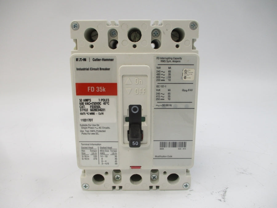 EATON FD3050L 6639C94G91 SER. C 600VAC 50A NSMP