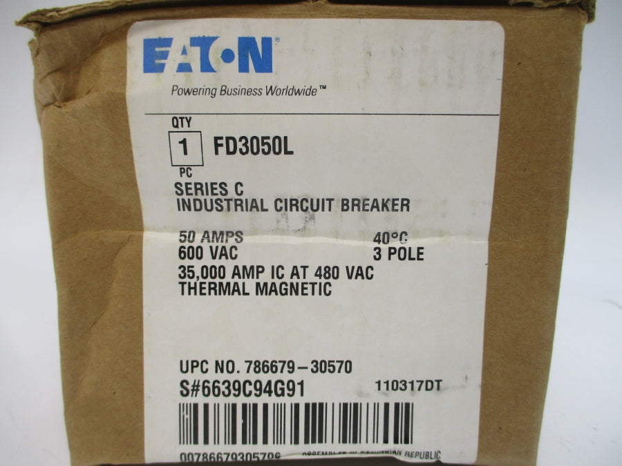 EATON FD3050L 6639C94G91 SER. C 600VAC 50A NSMP