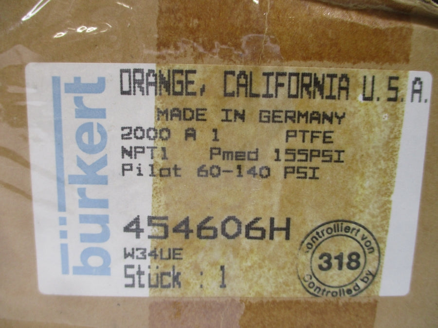 BURKERT 2000A1PTFENPT1 60-140PSI NSMP