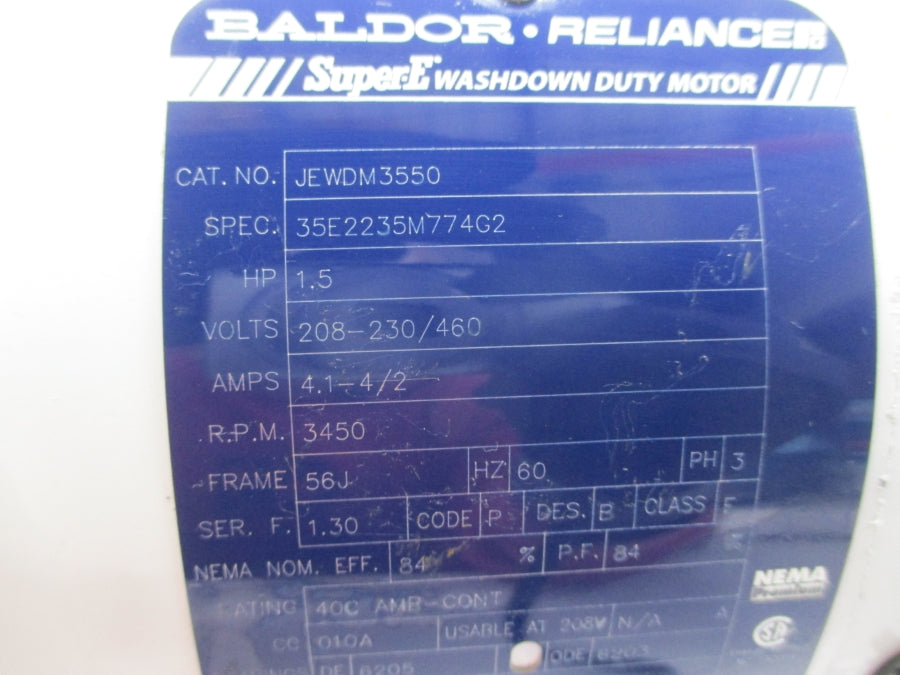 BALDOR JEWDM3550 35E2235M774G2 208-230/460V 4.1-4/2A NSNP