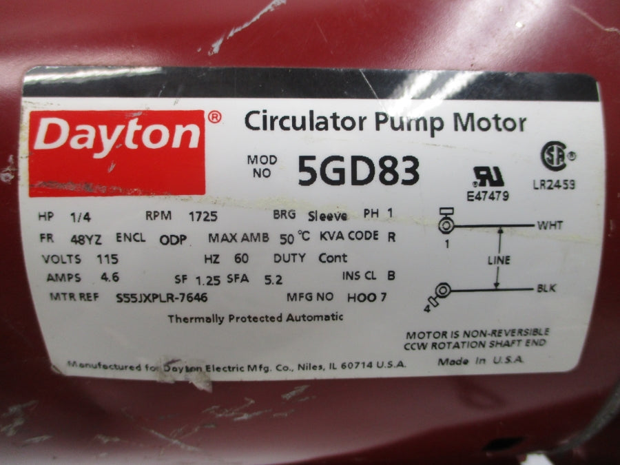 DAYTON 5GD83 S55JXPLR-7646 115V 4.6A NSNP