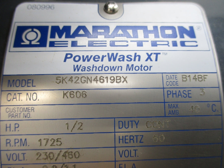 MARATHON ELECTRIC K606 5K42GN4619BX 230/460V 2.2/1.1A UNMP