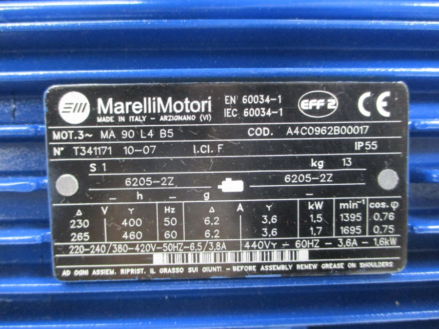 MARELLIMOTORI MA90L4B5 230/460V 6.2/3.6A NSNP
