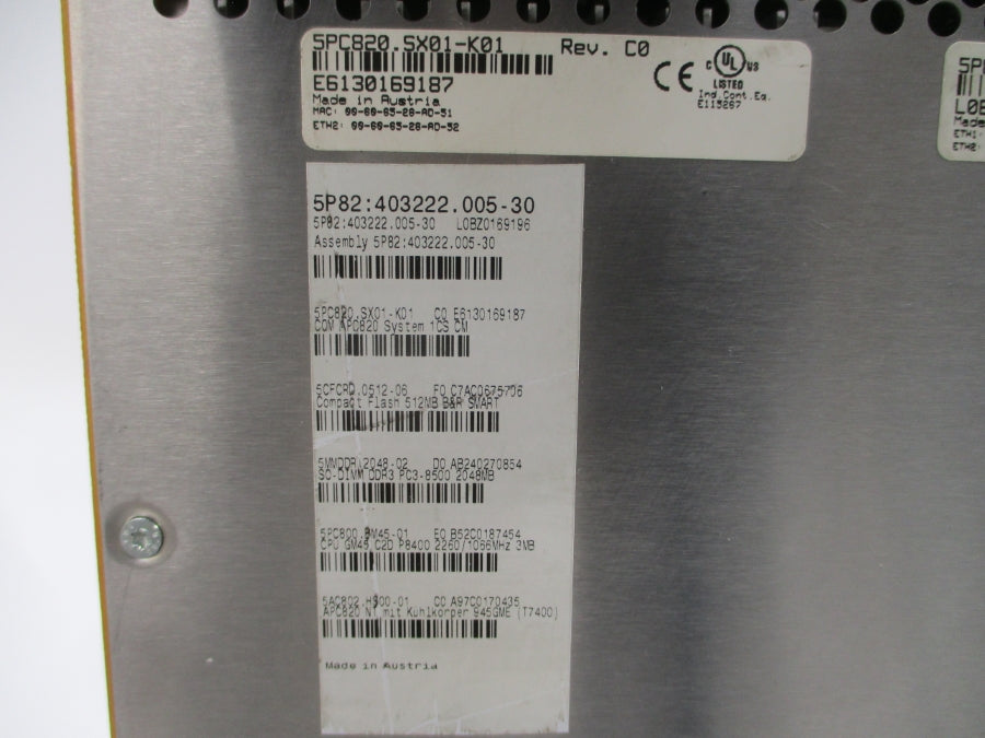 B&R AUTOMATION 5PC820.5X01-K01 REV. C0 UNMP