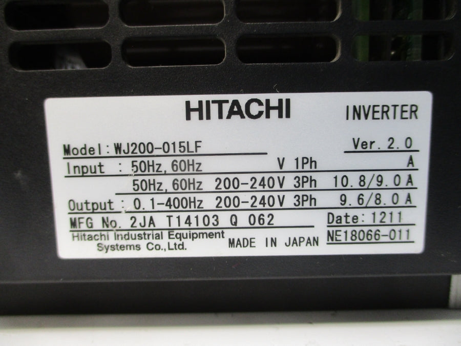 HITACHI WJ200-015LF 200-240V 10.8/9.0A UNMP
