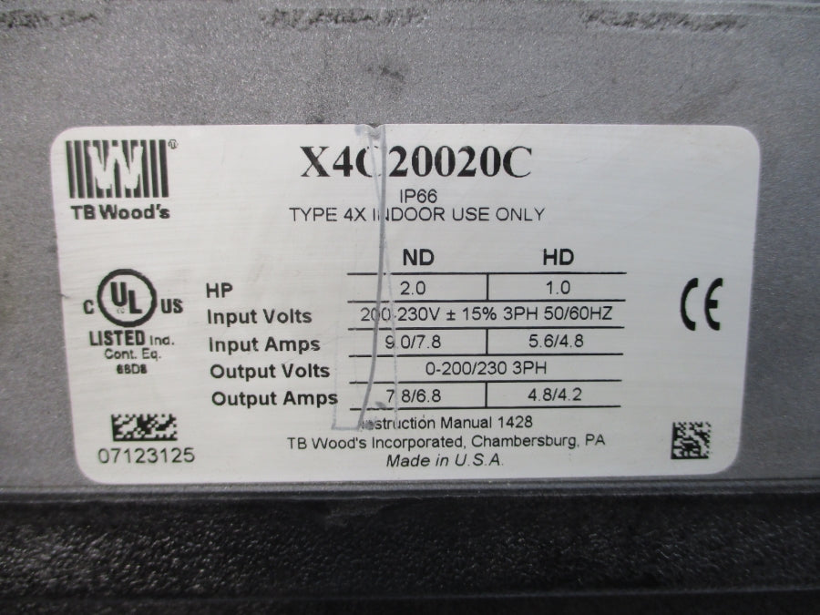 TB WOODS X4C20020C 200-230V 9.0/7.8A UNMP