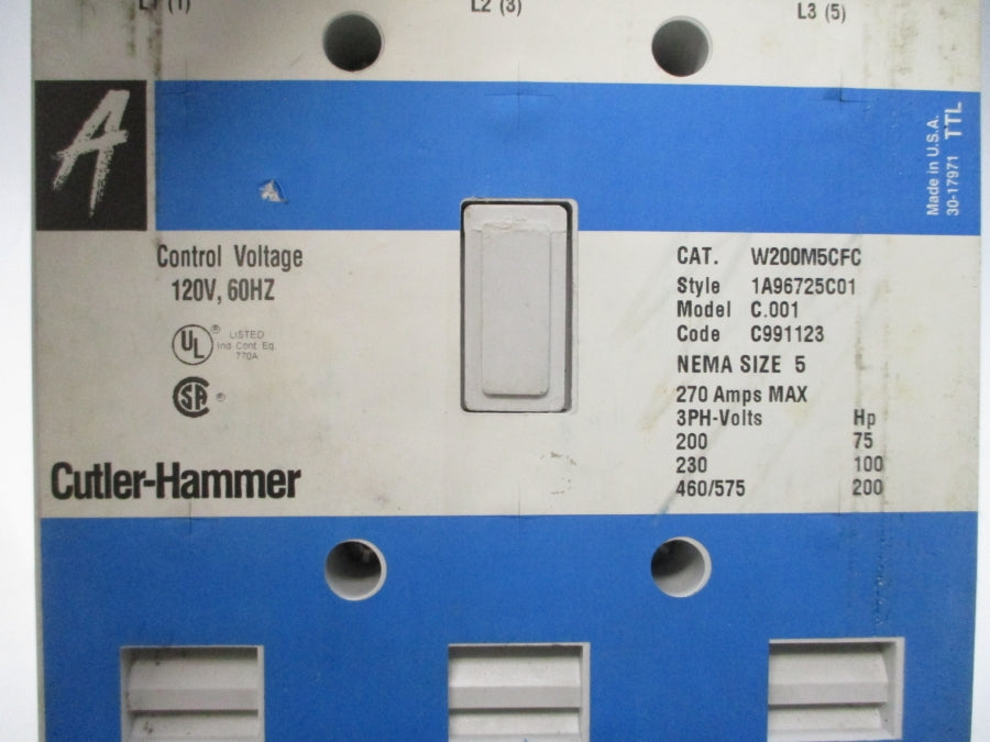 CUTLER HAMMER W200M5CFC 1A96725E01 120V 270A UNMP