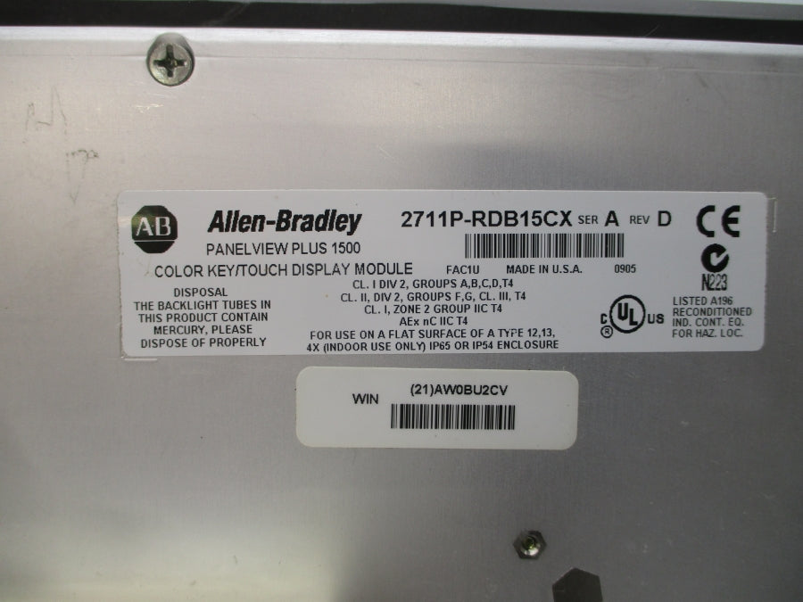 ALLEN BRADLEY 2711P-B12C6D2 SER. A 24VDC REV. D NSNP