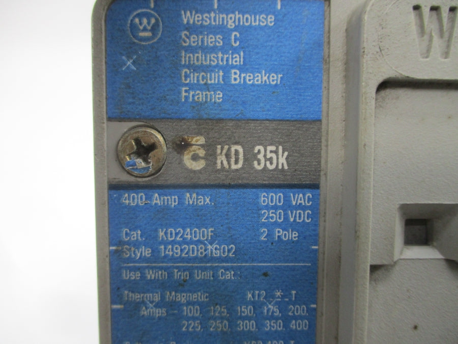 WESTINGHOUSE KD2400F 1492D81G02 SER. C 600VAC 400A UNMP