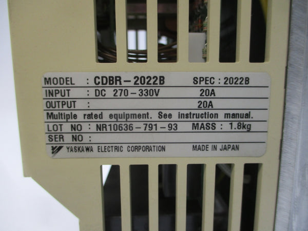 YASKAWA ELECTRIC CDBR-2022B 270-330VDC 20A (MISSING COVER) UNMP
