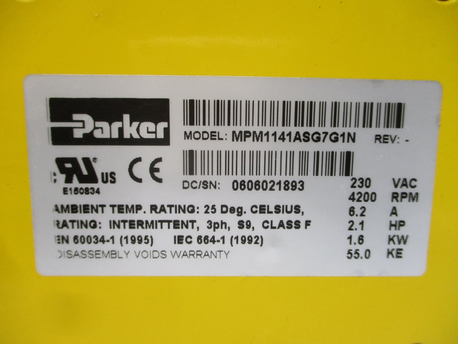 PARKER MPM1141ASG7G1N 230VAC 6.2A NSNP