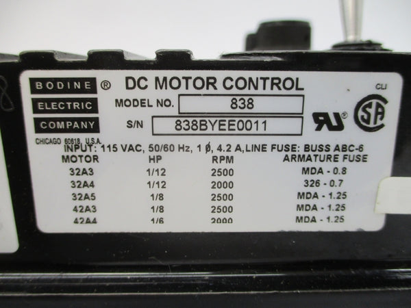 BODINE ELECTRIC 838 115VAC 4.2A NSNP