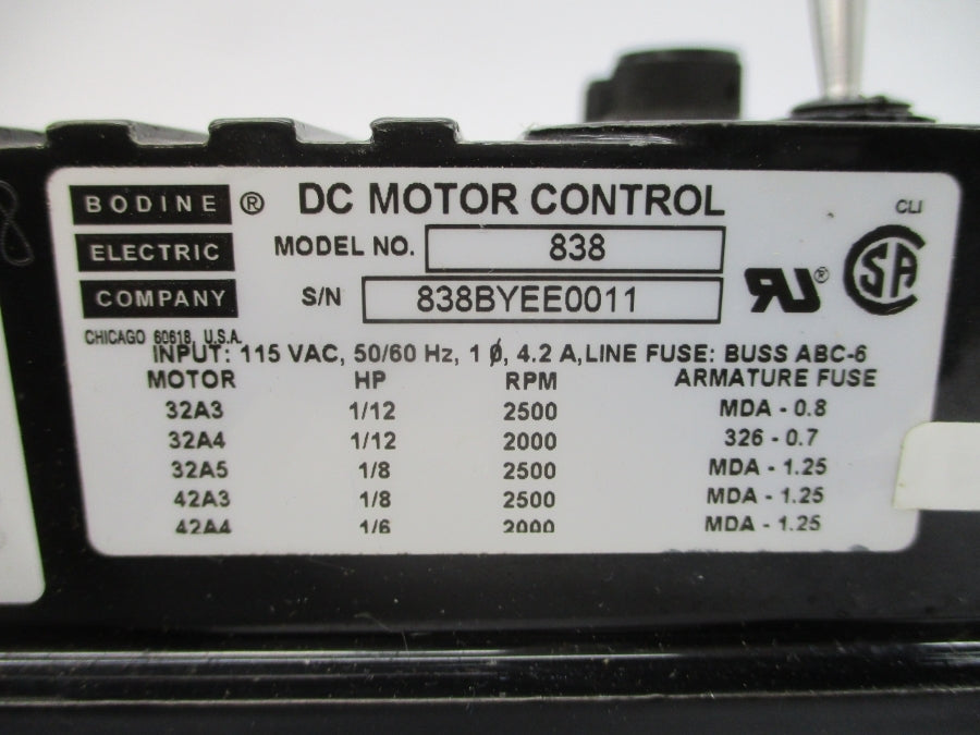 BODINE ELECTRIC 838 115VAC 4.2A NSNP