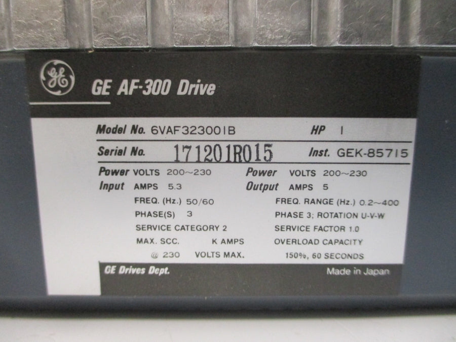 GENERAL ELECTRIC 6VAF323001B 200-230V 5.3A NSNP