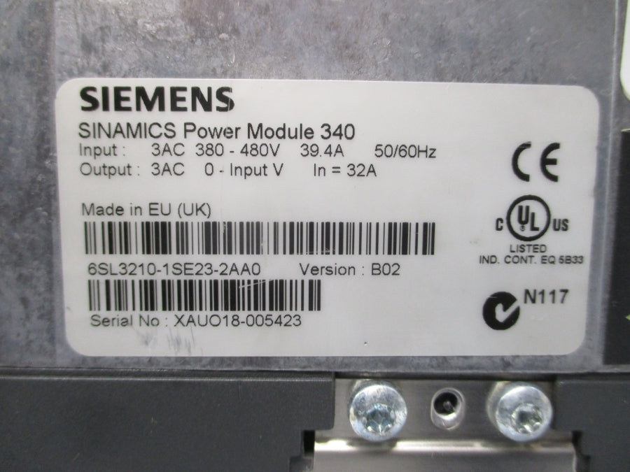 SIEMENS 6SL3210-1SE23-2AA0 380-480VAC 39.4A UNMP