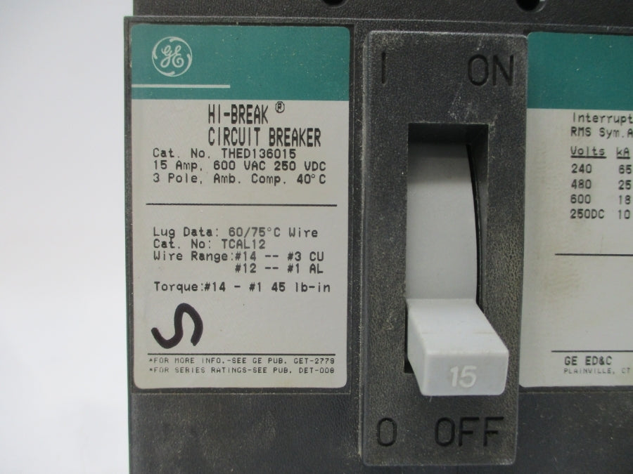GENERAL ELECTRIC THED136015 600VAC 15A UNMP