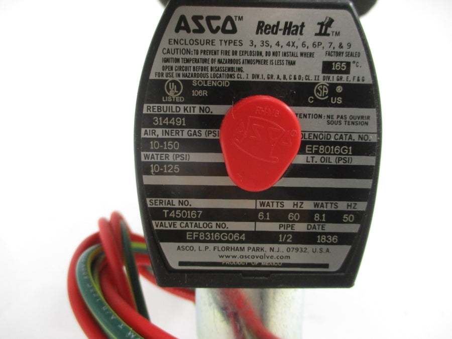 ASCO EF8316G064 110/120V 10-150PSI 1/2" NSMP