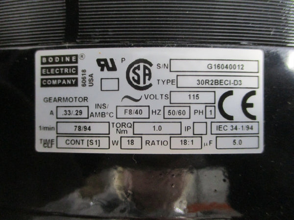 BODINE ELECTRIC 30R2BECI-D3 115V .33/.29A NSNP
